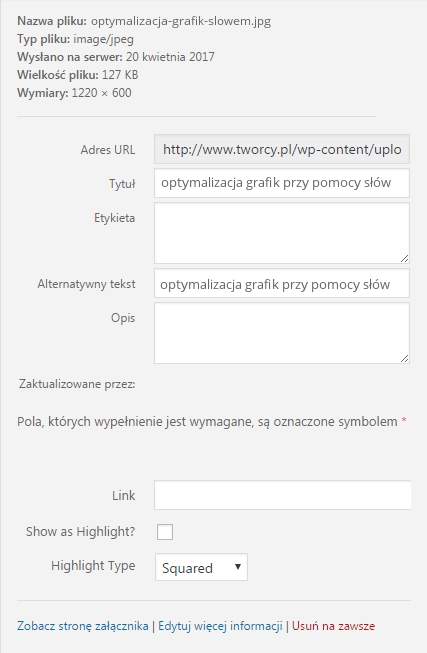 optymalizacja grafik przy pomocy słów